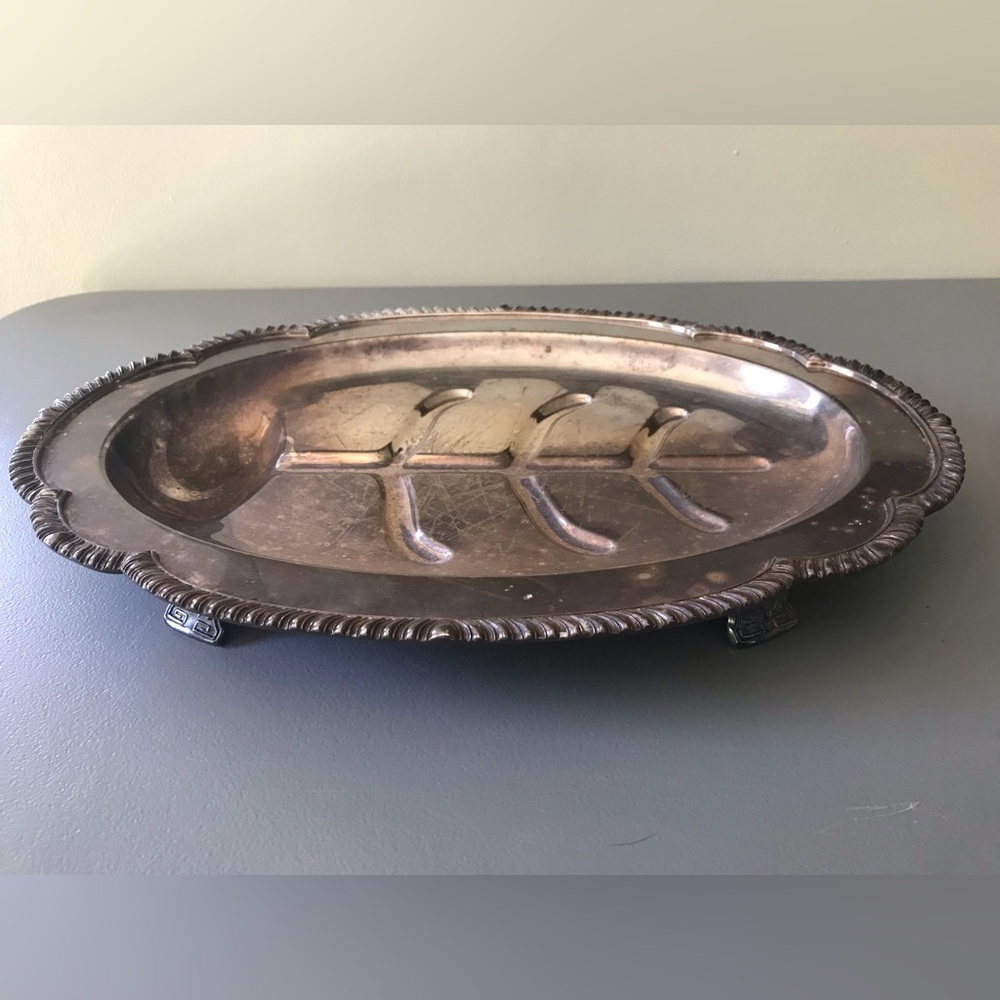 Vtg Silver dining platter